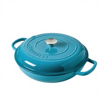 Panci Casserole Besi Cor Berlapis Enamel, Peralatan Masak Besi Mentah Multifungsi untuk Sup & Merebus Makanan Laut, Panci Rebus Rumah Tangga Tahan Panas