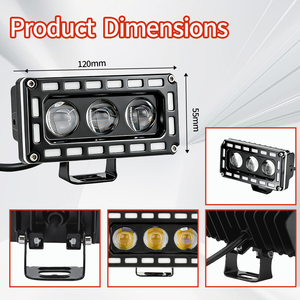 Phare de moto super lumineux étanche à 3 lentilles LED, projecteur bicolore avec anneau RGB, pour voitures, SUV, VTT (pièce de rechange) - Product Image 6