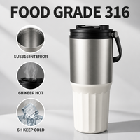 Gobelet isotherme Kingze en acier inoxydable 316 avec revêtement céramique, 750 ml, double paroi, avec poignée, logo personnalisé