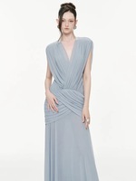 Robe d'été plissée sans manches à col en V, style luxe léger français, respirante, mini, coupe trapèze, taille naturelle, élégante et amincissante pour femme, idéale pour les soirées.