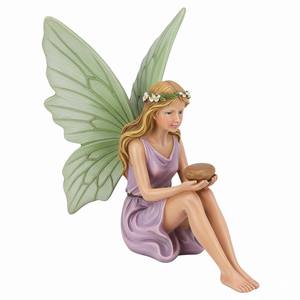 Incantevole Statua di Fata Viola, Statuetta di Fata con Ali Verdi per Paesaggi Esterni, Scultura Magica di Ragazza della Foresta per Decorazioni Domestiche - Product Image 2