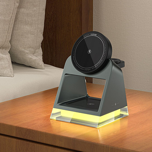 Chargeur de bureau support chargeur rapide 3-en-1 magnétique sans fil tactile cristal clair pour iPhone - Product Image 2