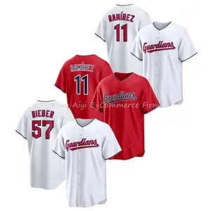 2023 nuevo jersey de béisbol cosido Guardian #11 Jose Ramirez #57 Shane Bieber Top bordado Jersey