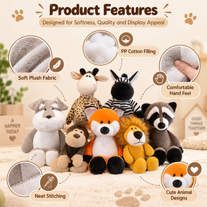 Juguetes de Peluche de Animales de la Selva Personalizados, León, Zorro, Mono, Mapache, Perro, 25cm 35cm, OEM ODM, Proveedor Mayorista de Regalos, Fabricante - Product Image 3