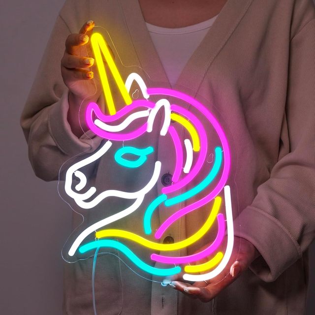 Unicorn Neon Sign for Wall Decor Colorful Unicorn Neon Lights for Girls Room, USB Powered Unicorn Led Signs for Bedroom