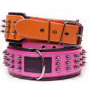 2026 NEW Custom Logo Punk Style Cowhide <b>Dog</b> Training <b>Collar</b> <b>Leather</b> Bite Proof Stainless Steel Rivet Spiked Pet <b>Collar</b> - Product Image 3