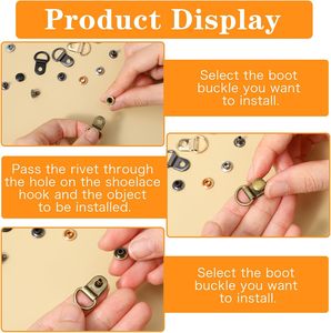 Kit de réparation de crochets de lacets de bottes, finition métallique, crochets rapides durables en acier inoxydable pour bottes de randonnée - Product Image 4