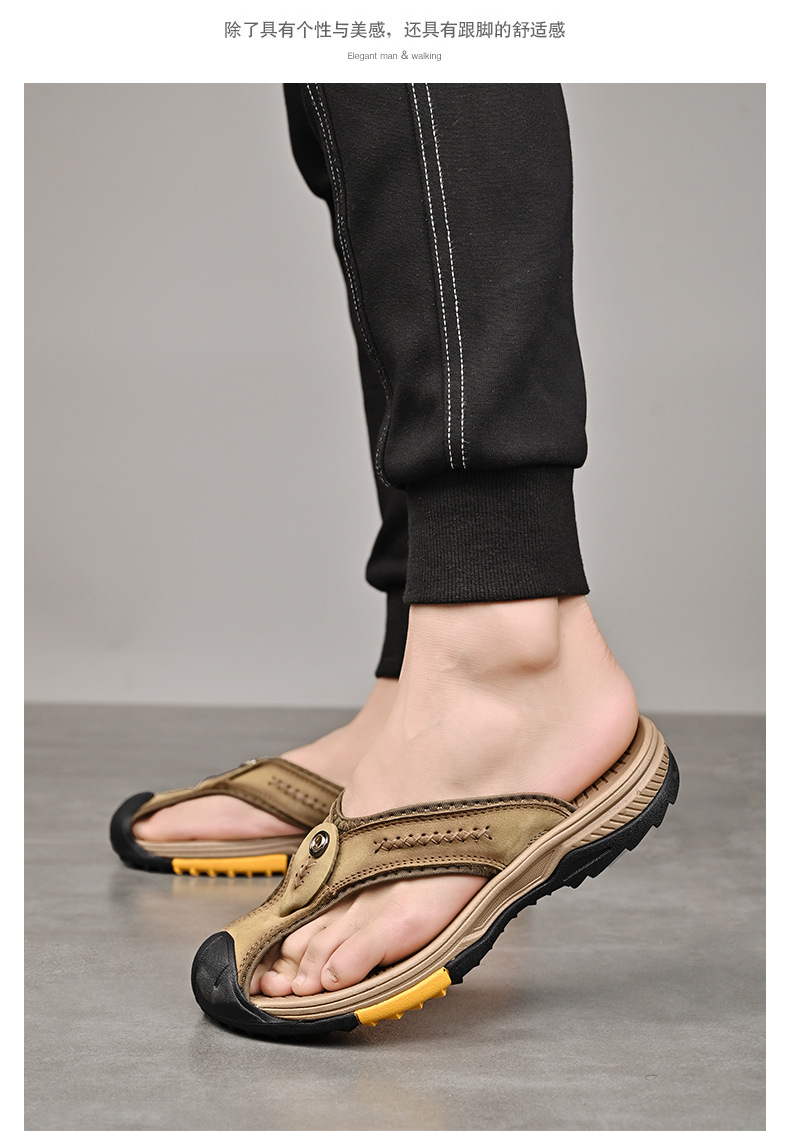 New Men Sandals and Slippers Outside Flip Flops Breathable Thick-Soled Toe Sandals