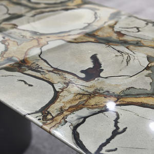 Tavolo <span class=keywords><strong>da</strong></span> <span class=keywords><strong>pranzo</strong></span> di lusso moderno <span class=keywords><strong>con</strong></span> Base <span class=keywords><strong>in</strong></span> <span class=keywords><strong>marmo</strong></span> naturale di alta qualità superficie lucida interna grande lastra per alberghi e ville - Product Image 3