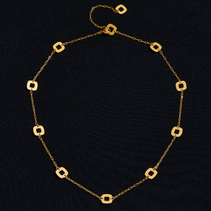 Collar de <span class=keywords><strong>Cadena</strong></span> con Diseño Único de Bucle Cuadrado Geométrico, Acero Inoxidable Resistente al Deslustre, Chapado en Oro de 18k, para Joyería Hip Hop - Product Image 1