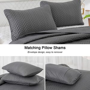 Bộ Chăn Ga Gối Cỡ Queen, Khăn Trải Giường 3 Mảnh Màu Xám Mềm Bằng Sợi Nhỏ - Product Image 4