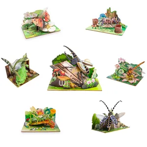 New Shape Postcards Puzzles Small Wood Animal Wooden Puzzle Gift For Kids Toys
