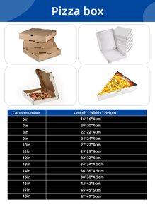Boîte à pizza en carton jetable personnalisée avec logo couleur en gros, 10/12/14/16 pouces, blanc, brun - Product Image 5