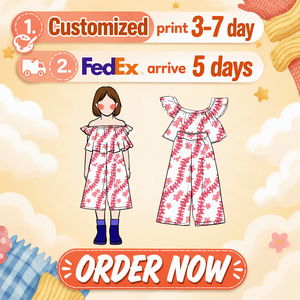Conjunto de 2 piezas de pantalones acampanados y top con hombros descubiertos B3 personalizado para niñas, con estampados personalizados, conjunto de algodón para bebé - Product Image 1