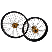 Jeu de roues Surron Ultra Bee tout-terrain 21/18, jantes noires, moyeu doré pour moto électrique tout-terrain Enduro