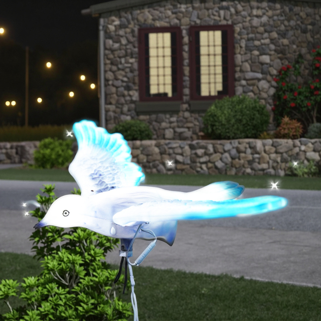 Falcon Decoy IP65 Outdoor LED Flying Bird Garden Light Electric Induction PVC Low Voltage Halloween 70cm Christmas Decoration