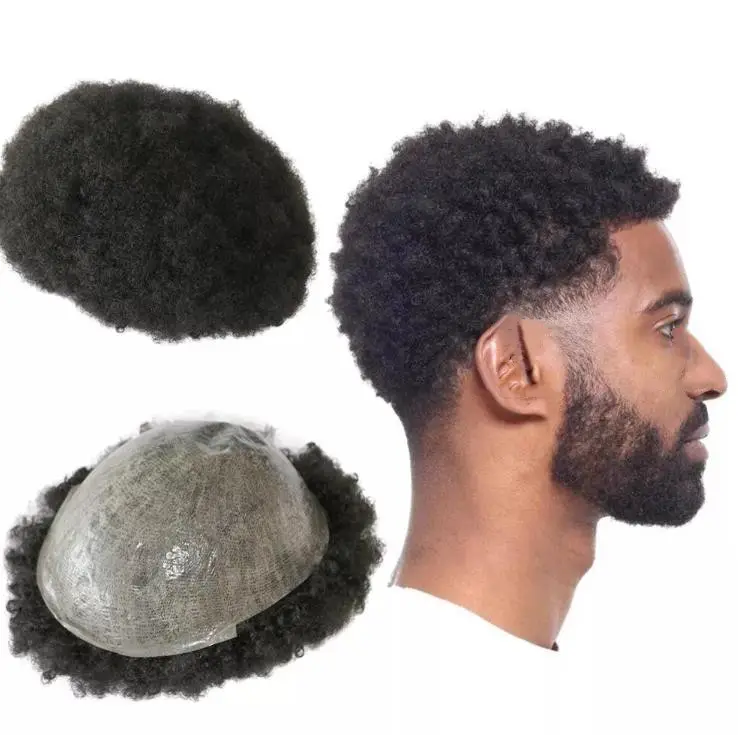 Toupee peruca de substituição de cabelo humano, venda quente, peruca com base de seda natural para homens negros