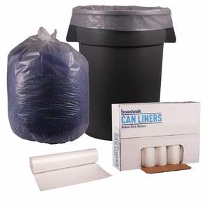 Bolsas de Basura Boardwalk de 56 Galones, 10 Rollos, 10 Bolsas, Polietileno de Baja Densidad de 1.1 Mil, 43 x 47 Pulgadas, Transparentes, para Basura Doméstica - Product Image 1