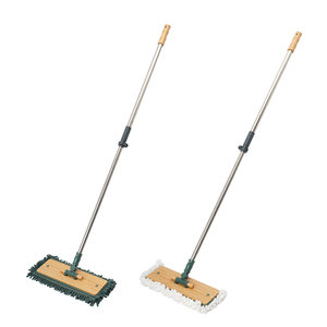 Mopa Plana Ecológica Cleanhome con Mango de Bambú, Almohadillas de Chenilla y Fibra de Bambú, Barra Telescópica Giratoria 360°, para Limpieza de Pisos Secos y Mojados - Product Image 3