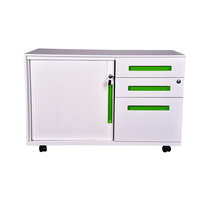 Meuble d'appoint mobile pour hôpital et atelier, avec 3 tiroirs et porte tambour à enroulement sur roulettes