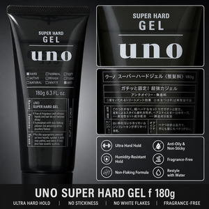 Gel coiffant sans rinçage Uno Super Hard Gel 180g, pour cheveux secs, tenue forte, nourrissant, hydratant, effet texturant, unisexe - Product Image 4
