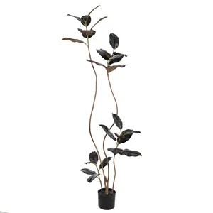 Thiết Kế Mới Nhựa Cao Su Ấn Độ Ficus Banyan Cây Trong Nhà Nhiệt Đới Nhân Tạo Cao Su Ficus Nhà Máy Trong Nồi