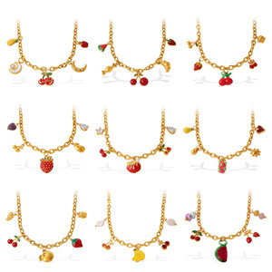 Conjunto de Joyería con Dijes de Frutas, Acero Inoxidable, Chapado en Oro, Collar, Pulsera y Aretes, Regalo para Mujer - Product Image 4