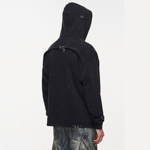 Custom Heavyweight <b>Zip</b>-<b>Up</b> <b>Hoodie</b> for <b>Men</b> Streetwear <b>Black</b> Y2K with 100% Cotton Winter Season Letter Pattern Hooded Collar - Product Image 6