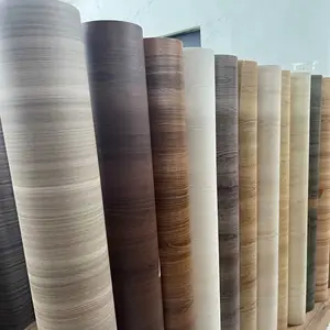 Película de pvc laminada con textura de madera de alta calidad, lámina de pvc para muebles de cocina, grano de madera