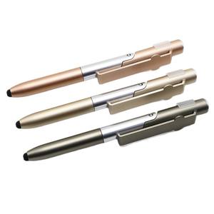 Bolígrafo de escritura con lápiz LED promocional y logotipo personalizado con soporte para teléfono 4 en 1, bolígrafo inteligente plegable con soporte para teléfono con linterna - Product Image 2