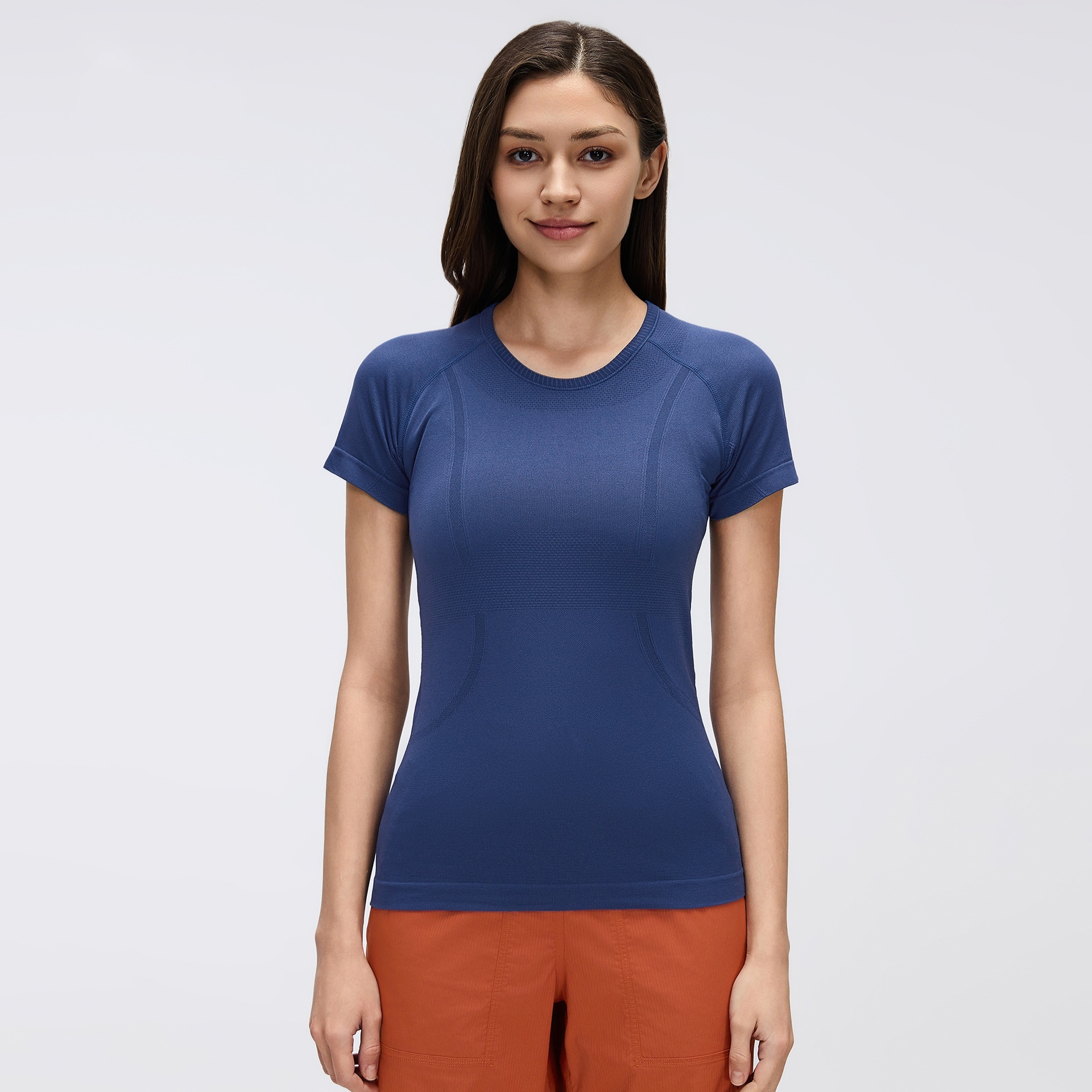 ODM Women Summer Fitted Crew Neck Sports T Shirt Breathable Short Sleeve 4 Way Stretch Solid for Running Yoga Gym Fitness