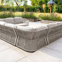 AJUNION Mobilier de jardin moderne et luxueux Canapé d'angle Tissu d'extérieur imperméable Meubles de patio Ensemble de salon Ensemble de canapés d'extérieur en corde