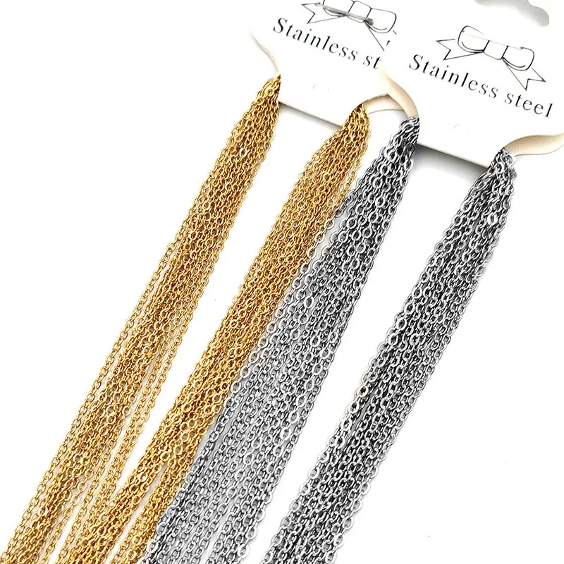 1.0/1.5/2.0 Mét Chất Lượng Cao PVD Mạ Vàng Titan Thép Không Gỉ Shiny Thin Cable Chains Necklaces 40Cm/45Cm/50Cm/55Cm/60Cm