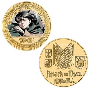 เหรียญที่ระลึก ลีวายส์ เอเรน และมิคาสะ รุ่นพิมพ์สีลายอนิเมะ เหรียญหล่อเหล็กธีมอนิเมะ บรรจุในกล่องของขวัญแบบแยกชิ้น - Product Image 5