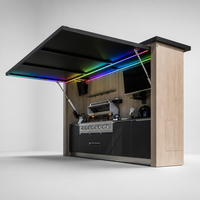 Cuisine extérieure modulaire avec barbecue, éclairage LED RGB, résistante aux intempéries, îlot de cuisine de luxe pour patio, évier, robinet, marbre