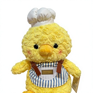 Peluche di Pappagallo/Cigno Professionale con Cappello da Chef, Morbido e Testurizzato, con Grembiule a Righe, Decorazione per Cucina, Regalo - Product Image 1
