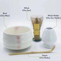 Ensemble de fouets à matcha rose personnalisés avec logo, de qualité cérémoniale, et capuchons de clavier de dessin animé, pour la cérémonie du thé matcha