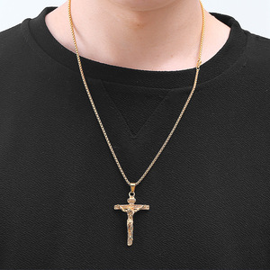 Collar de Acero Inoxidable con Colgante de Cruz Cristiana de Titanio, Joyería para Hombre y Mujer, Adorno de Moda - Product Image 6