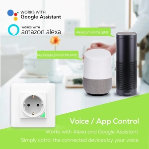 Cubierta de plástico 16A Tuya WIFI Smart Power Plug Toma de corriente estándar de la UE con monitor de alimentación para Google Alexa Alice - Product Image 3