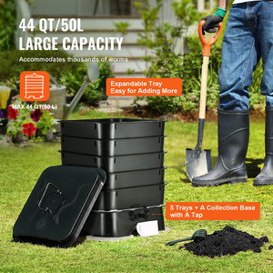 Composteur en plastique HDPE à 5 plateaux <span class=keywords><strong>de</strong></span> 50 L pour le recyclage des déchets alimentaires, le vermicompostage et la vermiculture, bac à <span class=keywords><strong>compost</strong></span> pour <span class=keywords><strong>vers</strong></span> avec fonctionnement facile - Product Image 3