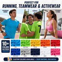 Tissu jersey interlock 100% polyester 75D/72F respirant et anti-humidité pour t-shirts de course