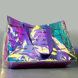 Sac fourre-tout durable en PVC transparent holographique laser, lavable, motif à pois simple, avec poignée, idéal pour le shopping et la vie quotidienne - Product Image 5