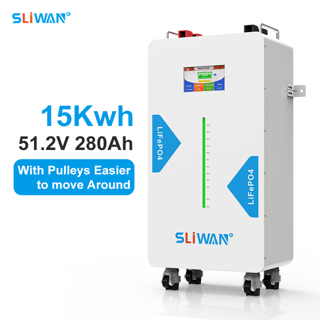 15kWh 16kWh 48V 51.2V 280Ah 314Ah LFP Battery Pack Easier to Move Rolling Type Off Grid Solar Panel Power System With LCD Screen