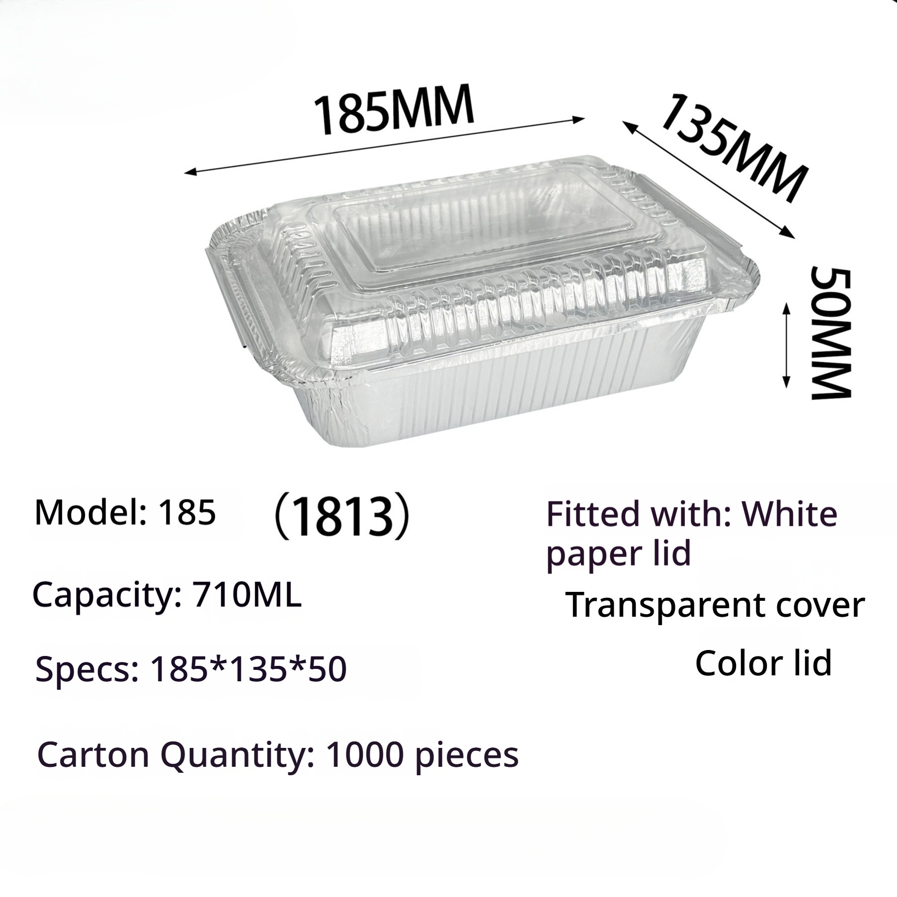 185 plus couvercle transparent