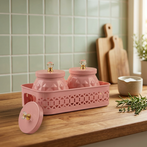 Bocaux de rangement rectangulaires roses avec couvercles, hermétiques pour la conservation de la fraîcheur, design mignon pour la cuisine, ensemble de contenants empilables - Product Image 6