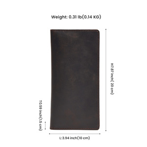 Bìa Sổ Séc Da Ngựa Điên Da Thật Cổ Điển Dài 2023 Ví Đựng Thẻ Cho Nam Hoặc Nữ - Product Image 5