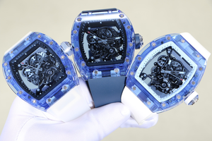 Reloj automático mecánico para hombre, serie RM, con cristal de zafiro en forma de tonneau, esqueletizado, resistente al agua, con correa de silicona. - Product Image 2