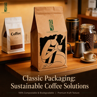 Sacs à café personnalisés en papier kraft biodégradable avec valve et fermeture éclair, fond plat, Bolsas Para Café 250g 500g 1kg, emballage pour café