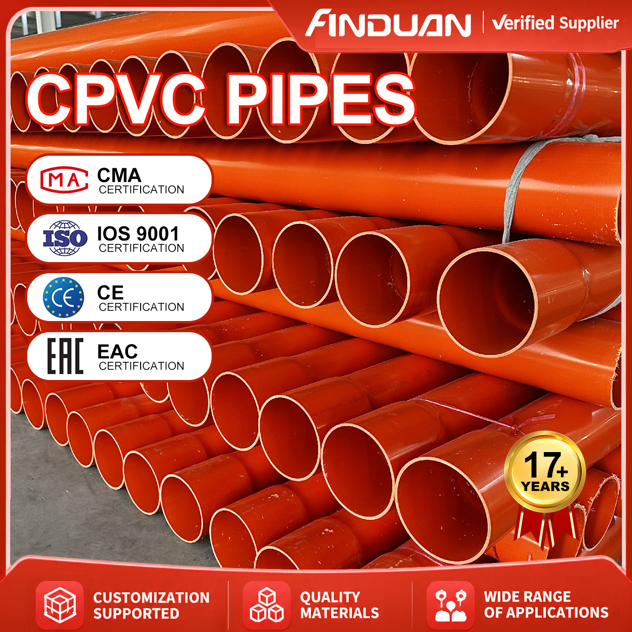 ISO9001 CE Certified CPVC Pipe High Temperature Plastic CPVC Water Pipe for Industrial and Construction Plumbing · image 4