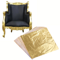Prix d'usine 14*14cm 89 # Feuilles d'or imitation 2.0 pour la décoration des objets artisanaux bouddhistes et des temples, couleur or 2.0, papier décoratif en feuille d'or